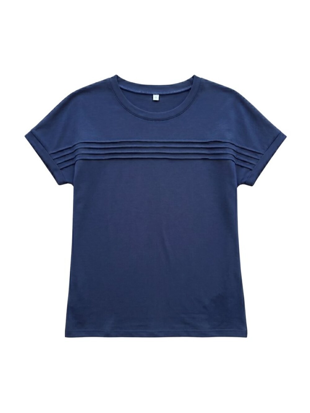 NWOT | Blue Horizontal Pleated Front Short Sleeve Scoop Neck Lightweight Top | M